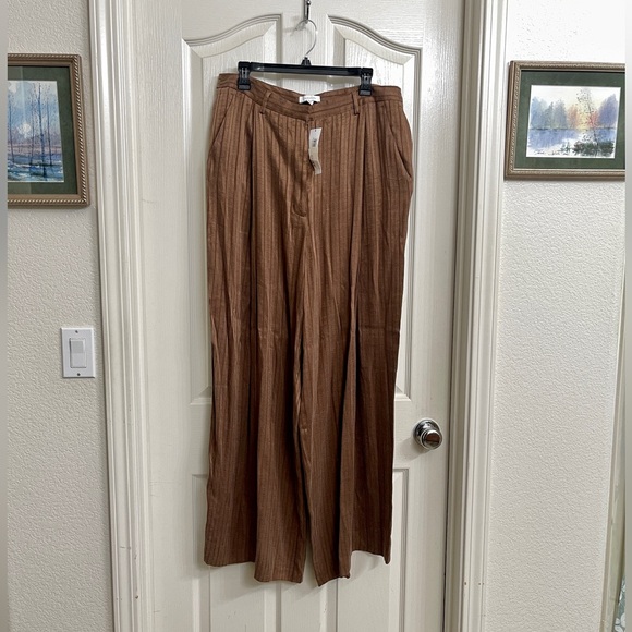 Topshop Pants - NWT TOPSHOP WIDE LEG STRIPED BOHO BROWN TROUSERS Size 12